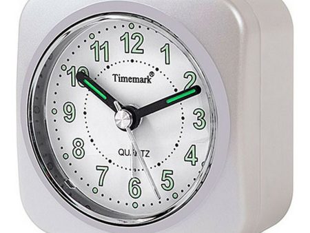 Analogue Alarm Clock Timemark White Silent with sound Night mode Sale