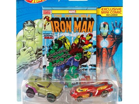 Hot Wheels Marvel Hulk vs. Iron Man Character Car 2-Pack with Mini Comic Online