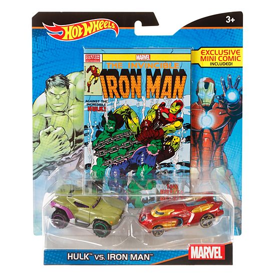 Hot Wheels Marvel Hulk vs. Iron Man Character Car 2-Pack with Mini Comic Online